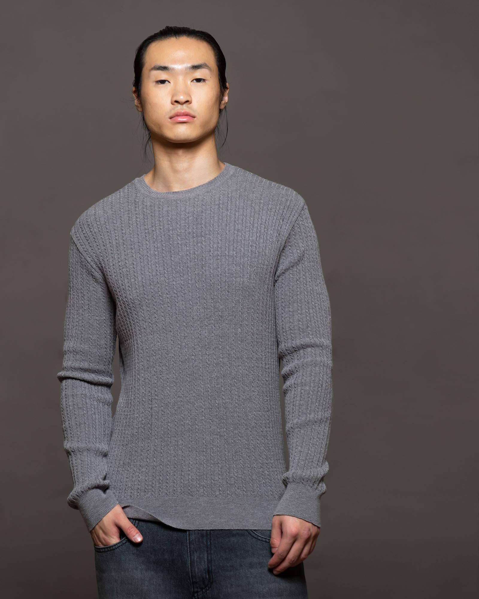 5246GM - SWEATER IRISH GRIS MEDIO